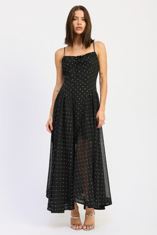 SPAGHETTI STRAP A LINE MAXI DRESS - Demented Sisters