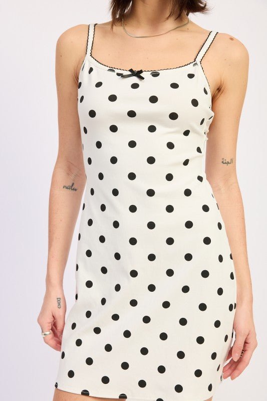 SPAGHETTI STRAP MINI POLKA DOT DRESS - Demented Sisters