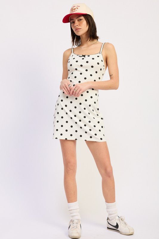 SPAGHETTI STRAP MINI POLKA DOT DRESS - Demented Sisters