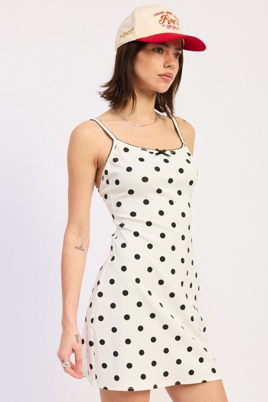 SPAGHETTI STRAP MINI POLKA DOT DRESS - Demented Sisters