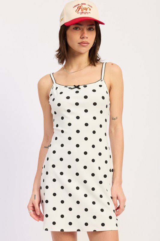 SPAGHETTI STRAP MINI POLKA DOT DRESS - Demented Sisters