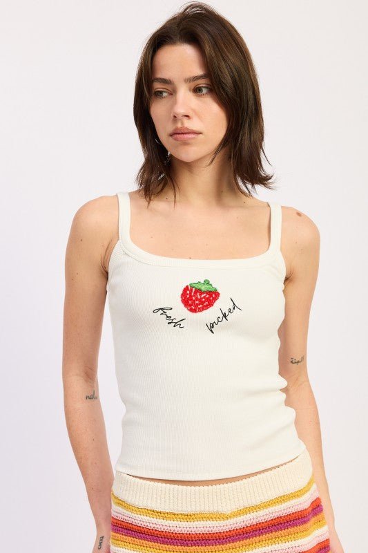 SQUARE NECK TANK TOP WITH BEADING - Demented Sisters