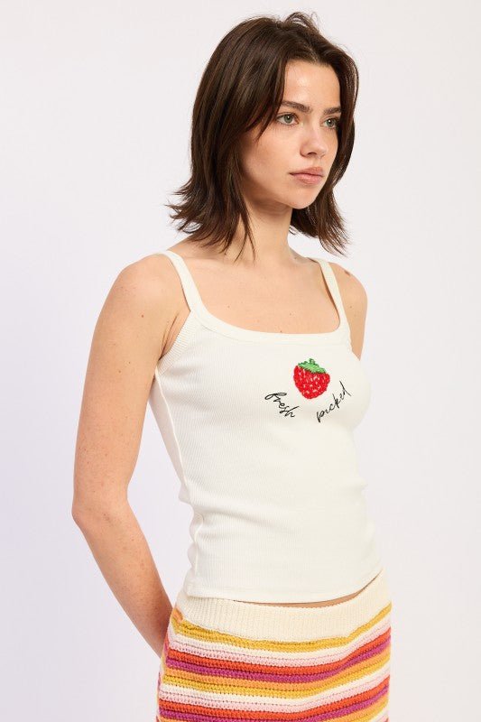 SQUARE NECK TANK TOP WITH BEADING - Demented Sisters