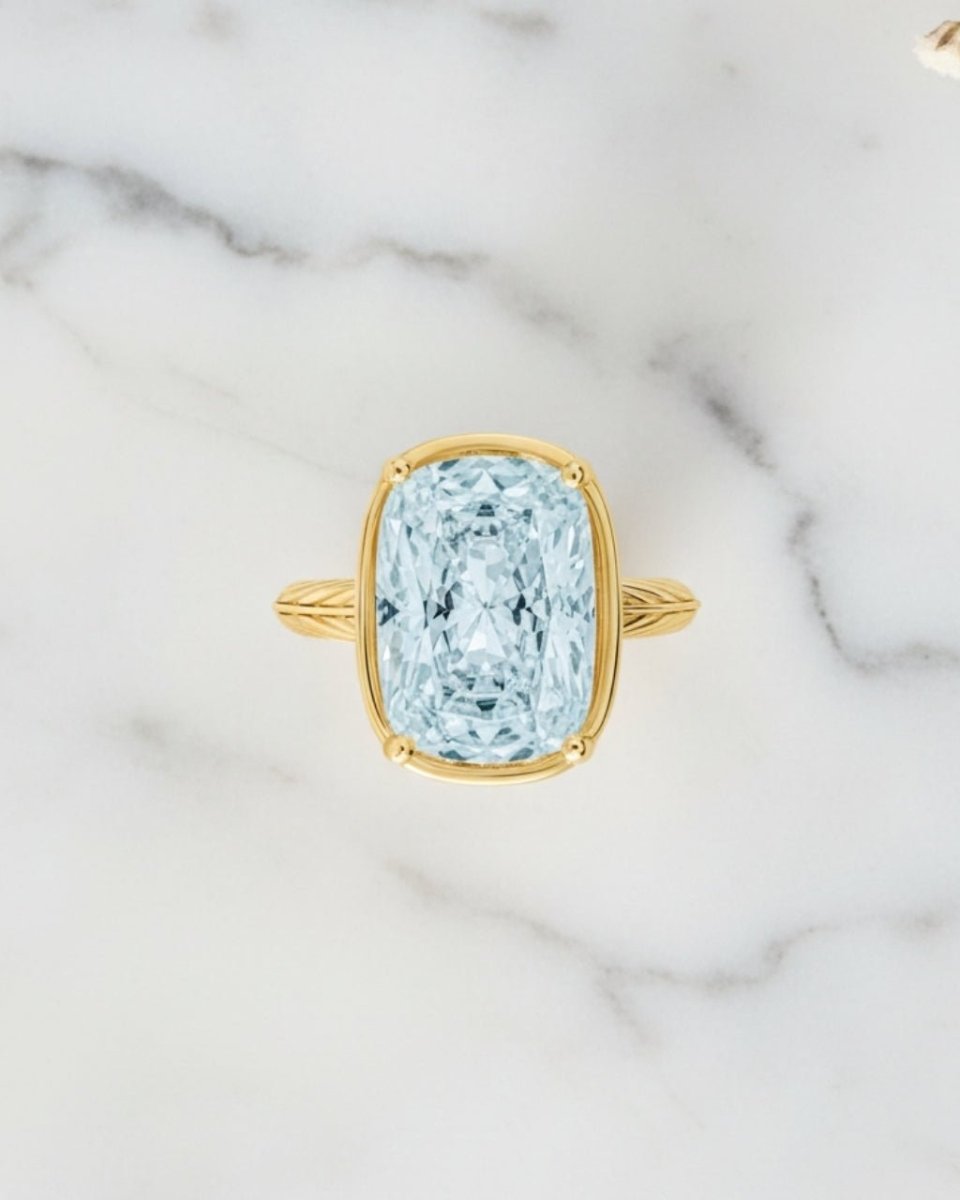 Sterling Silver Elongated Cushion Aquamarine CZ Cocktail Ring - Demented Sisters