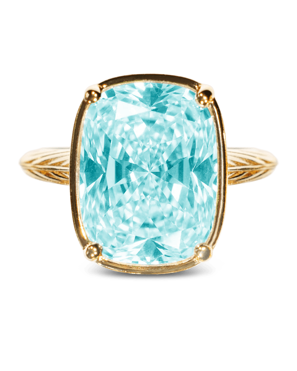 Sterling Silver Elongated Cushion Aquamarine CZ Cocktail Ring - Demented Sisters