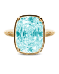 Sterling Silver Elongated Cushion Aquamarine CZ Cocktail Ring - Demented Sisters