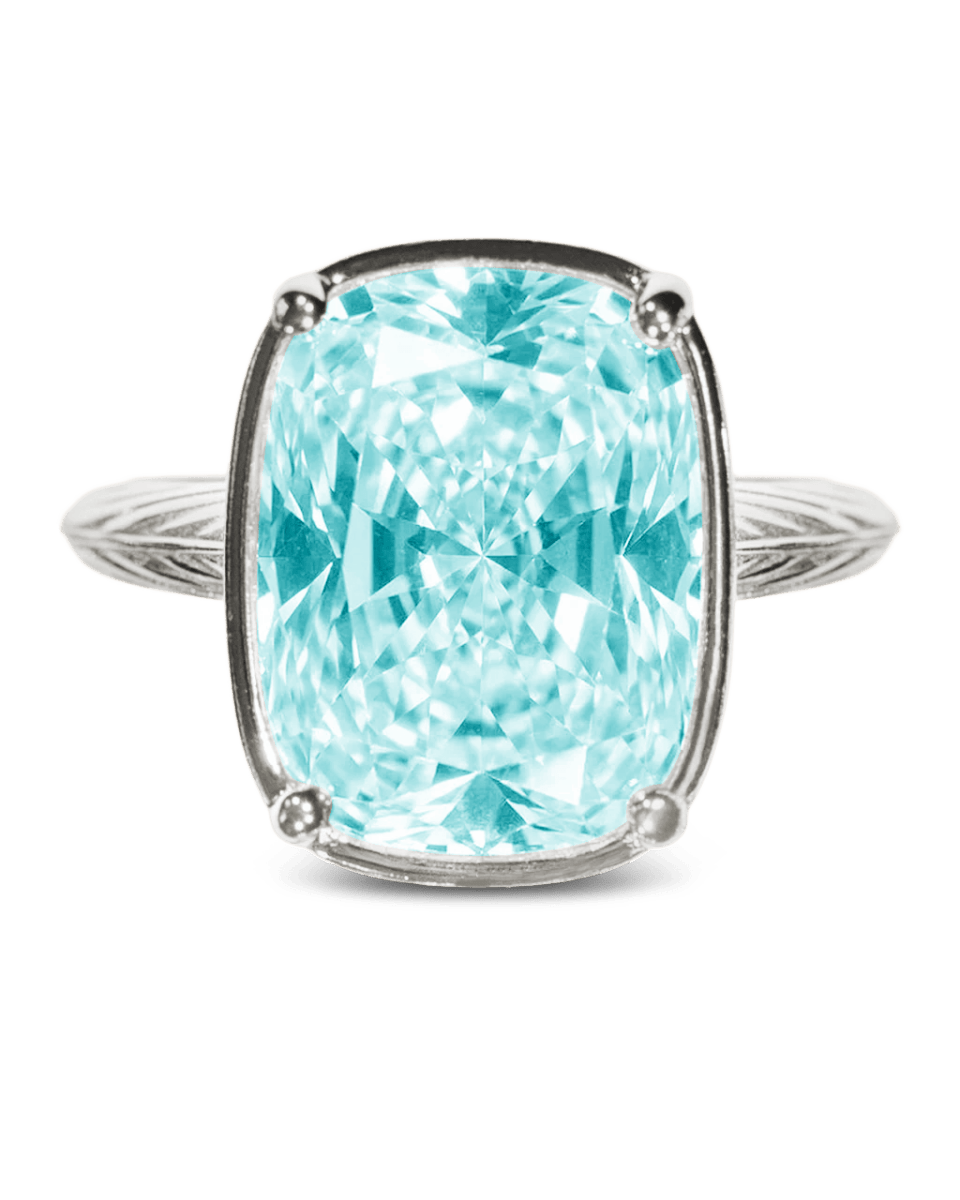 Sterling Silver Elongated Cushion Aquamarine CZ Cocktail Ring - Demented Sisters