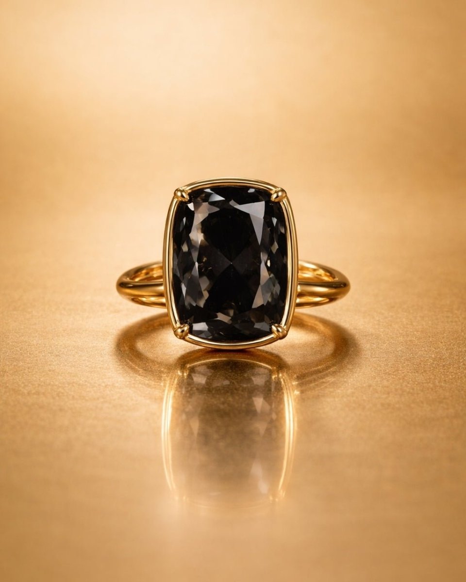Sterling Silver Elongated Cushion Black CZ Cocktail Ring - Demented Sisters