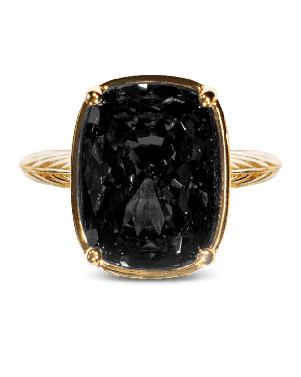 Sterling Silver Elongated Cushion Black CZ Cocktail Ring - Demented Sisters