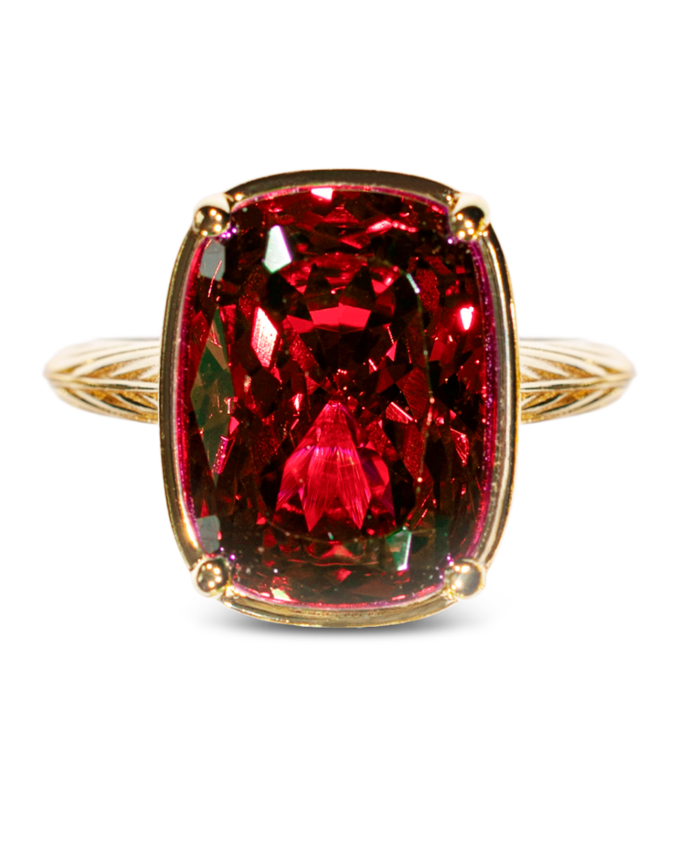 Sterling Silver Elongated Cushion Garnet CZ Cocktail Ring - Demented Sisters