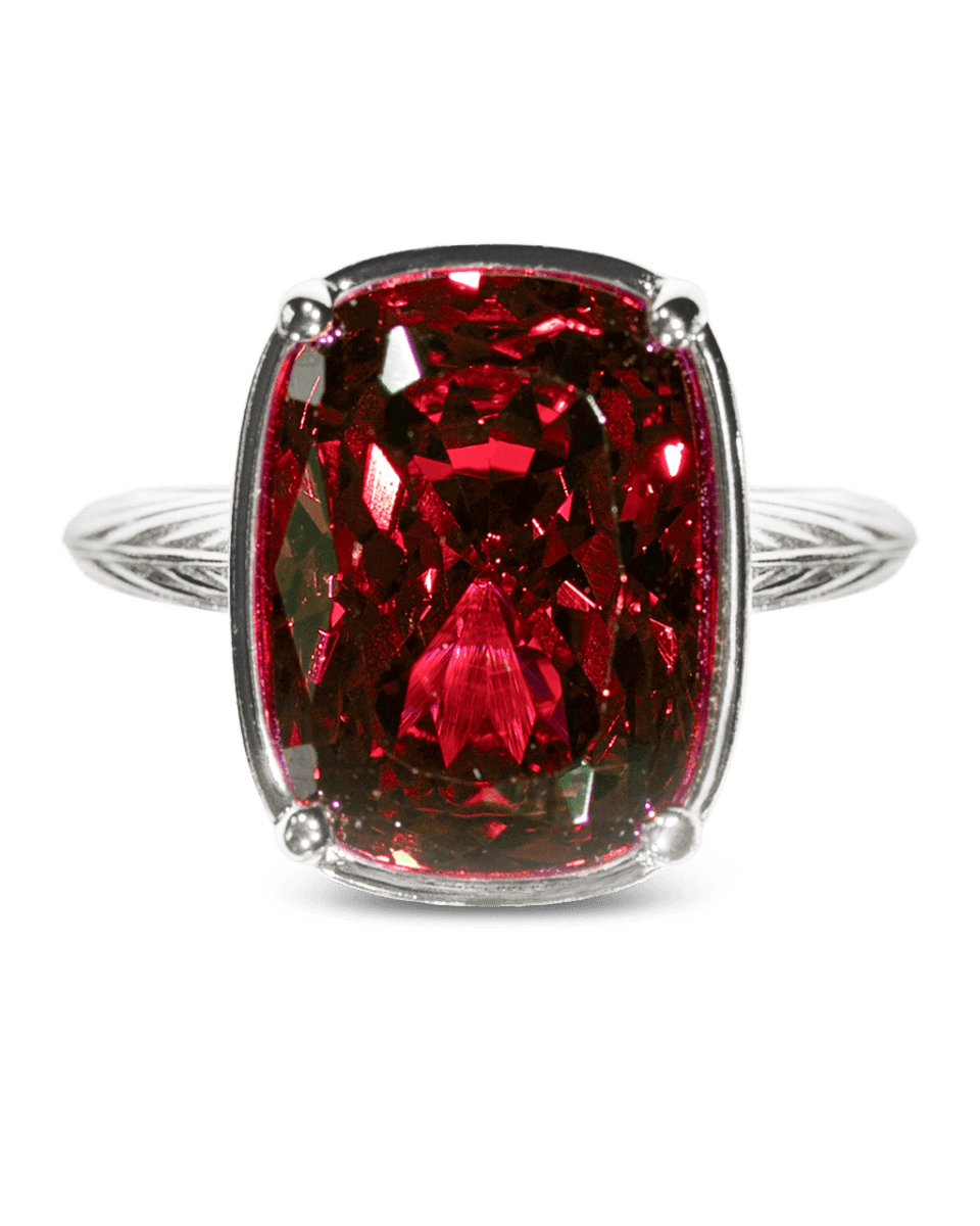 Sterling Silver Elongated Cushion Garnet CZ Cocktail Ring - Demented Sisters