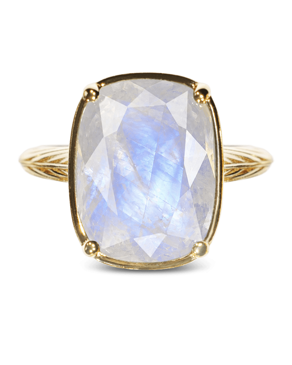 Sterling Silver Elongated Cushion Moonstone Cocktail Ring - Demented Sisters