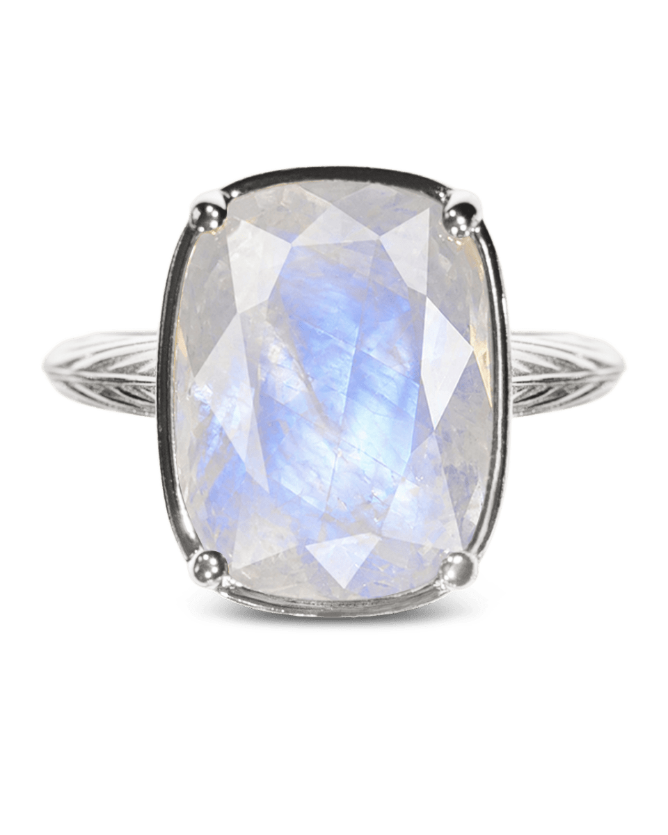 Sterling Silver Elongated Cushion Moonstone Cocktail Ring - Demented Sisters