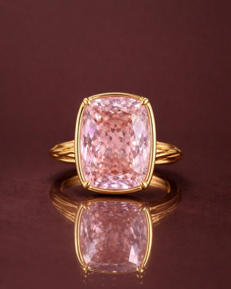 Sterling Silver Elongated Cushion Pink Sapphire CZ Cocktail Ring - Demented Sisters