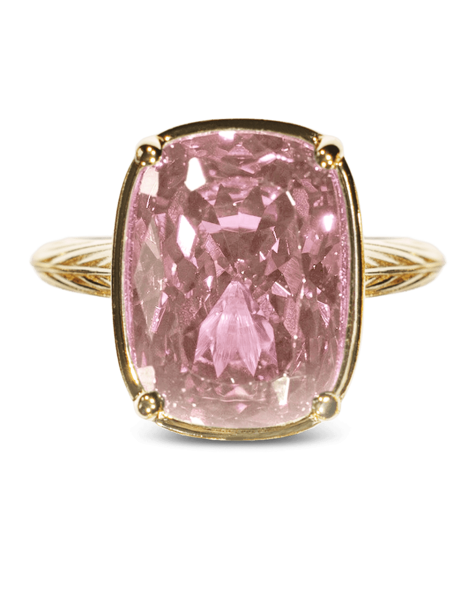 Sterling Silver Elongated Cushion Pink Sapphire CZ Cocktail Ring - Demented Sisters