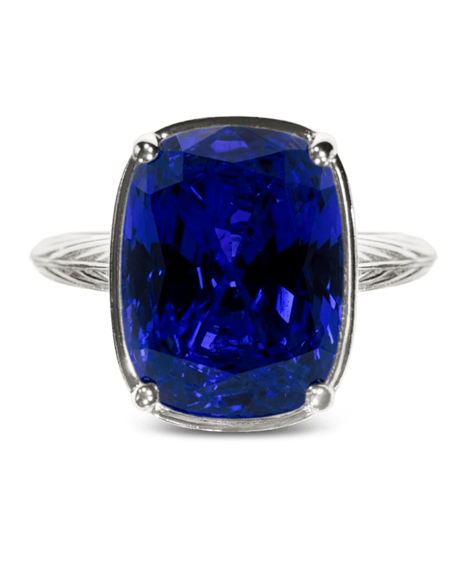 Sterling Silver Elongated Cushion Sapphire CZ Cocktail Ring - Demented Sisters