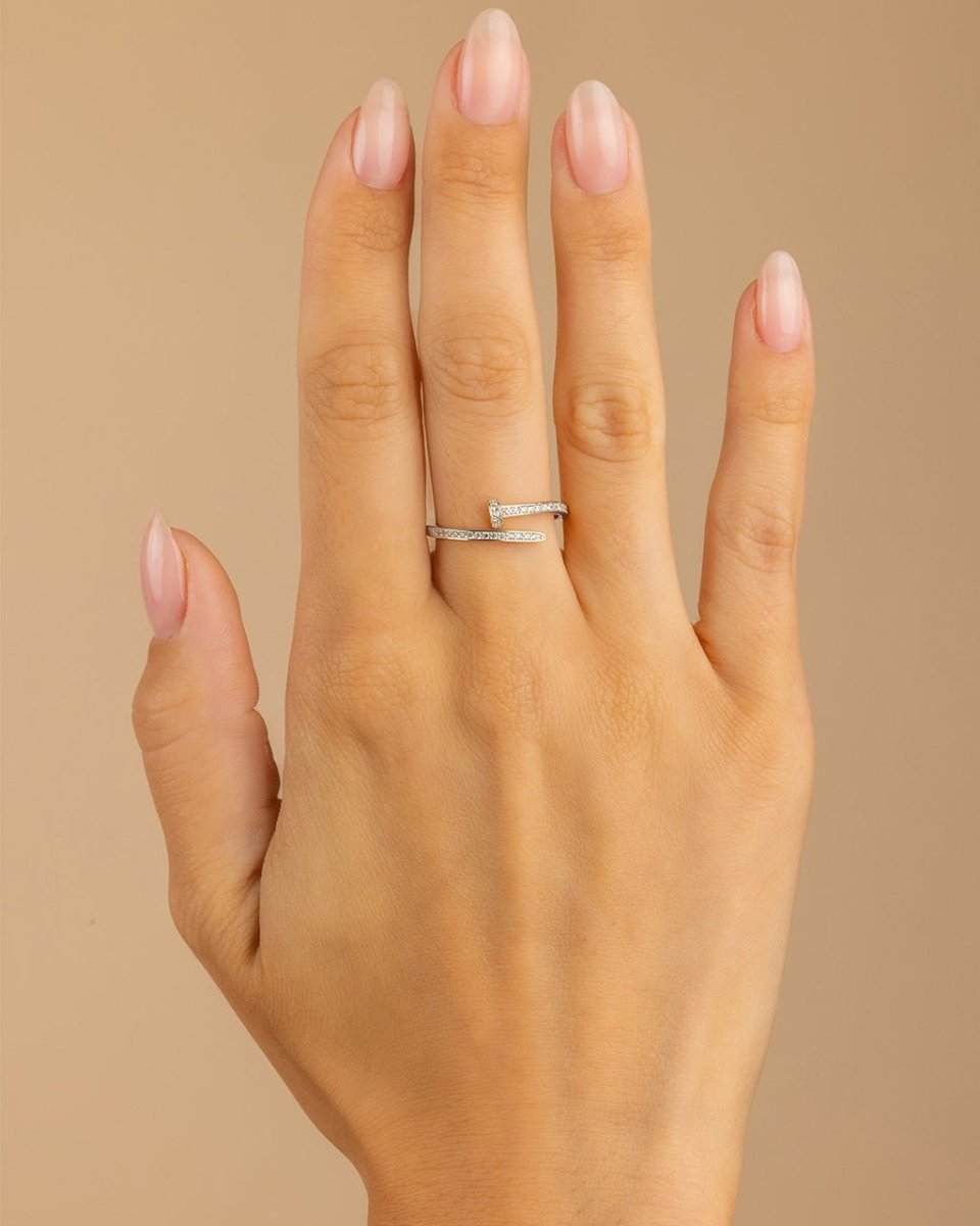 Sterling Silver Journey Twisted Sparkle Wrap Ring - Demented Sisters
