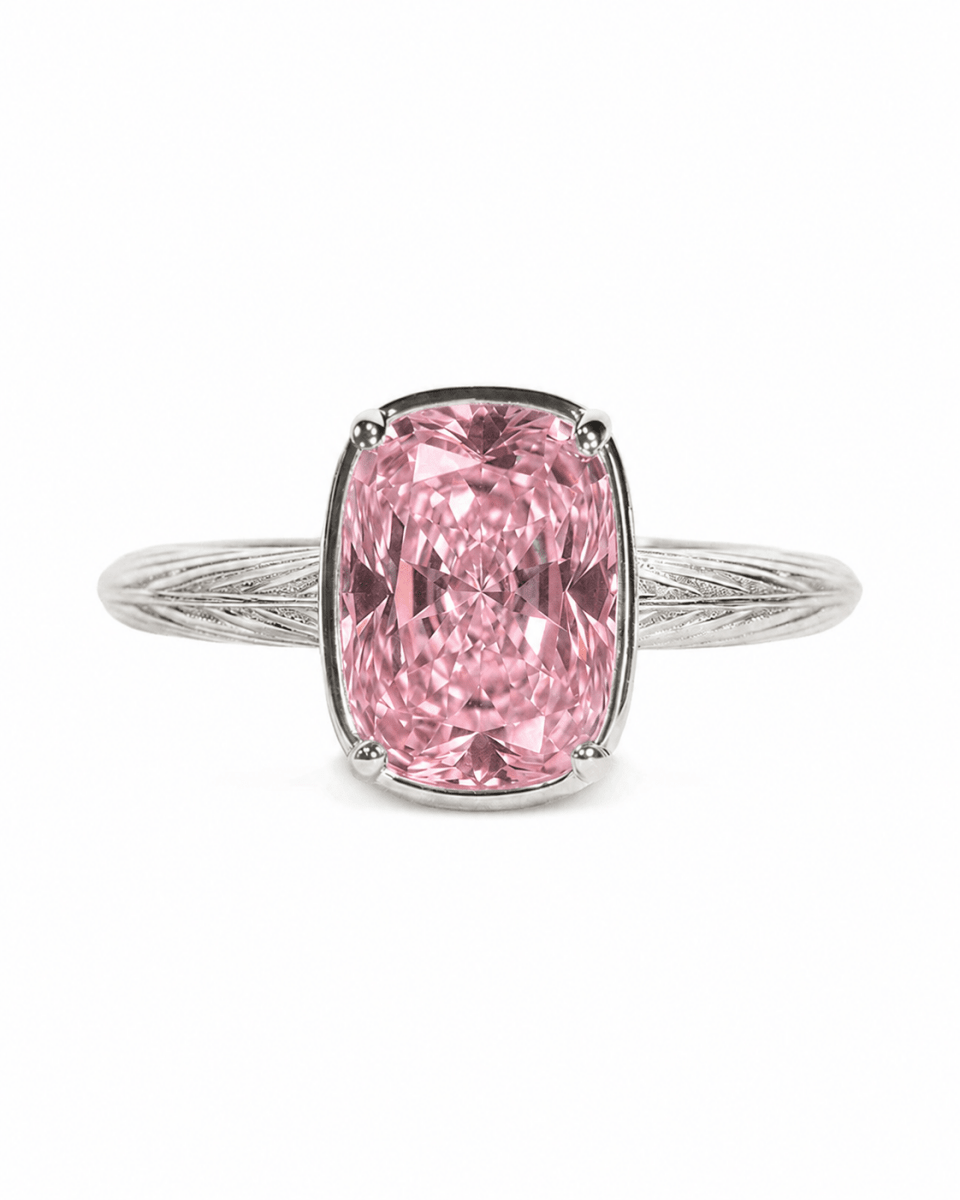 Sterling Silver Mini Pink Sapphire Cushion Ring - Demented Sisters