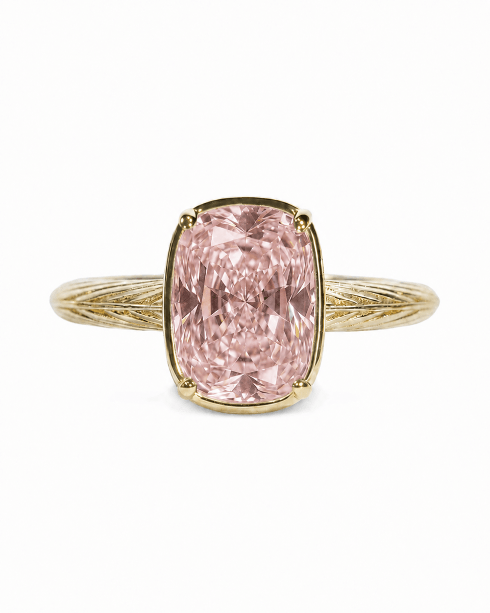 Sterling Silver Mini Pink Sapphire Cushion Ring - Demented Sisters