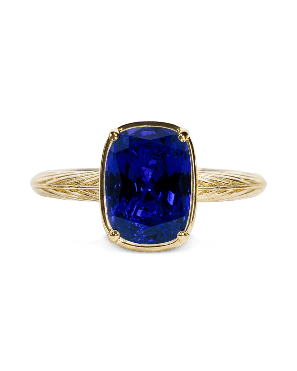 Sterling Silver Mini Sapphire Cushion Ring - Demented Sisters