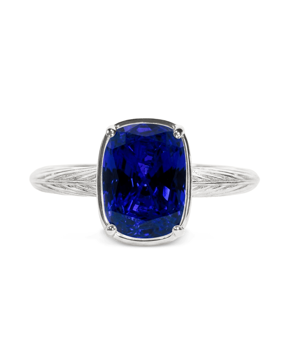 Sterling Silver Mini Sapphire Cushion Ring - Demented Sisters