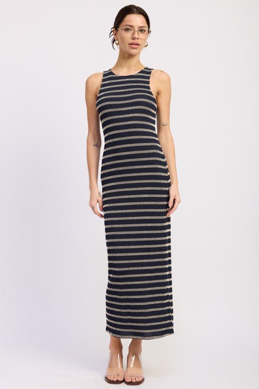 STRIPE RIBBED MAXI DRESS - Demented Sisters