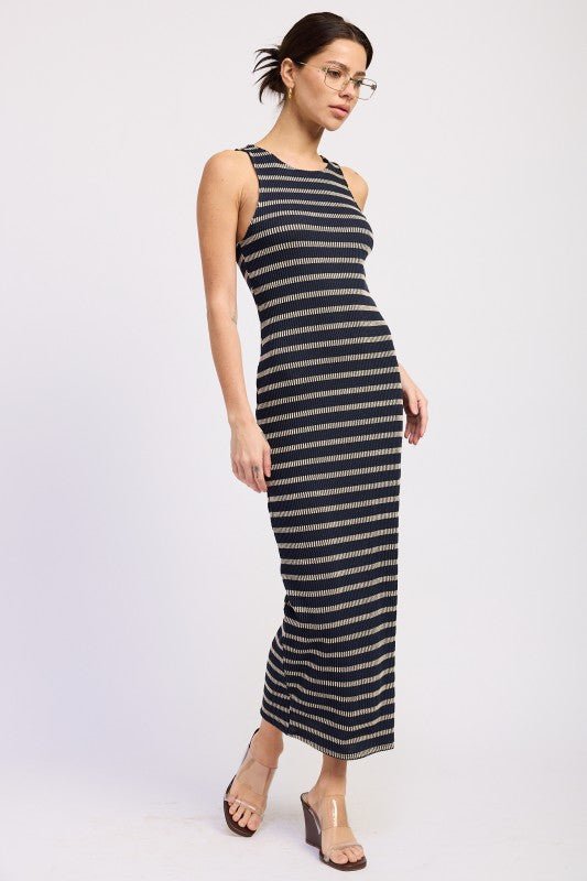 STRIPE RIBBED MAXI DRESS - Demented Sisters
