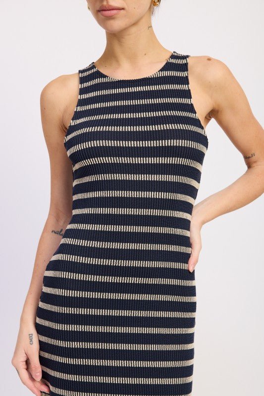 STRIPE RIBBED MAXI DRESS - Demented Sisters