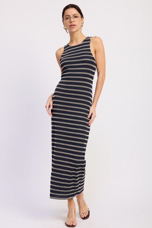 STRIPE RIBBED MAXI DRESS - Demented Sisters