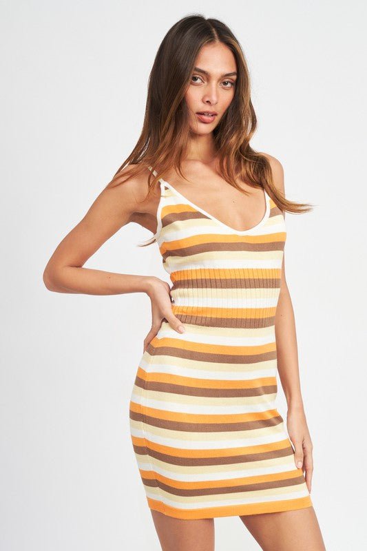 STRIPPED BODYCON MINI DRESS - Demented Sisters