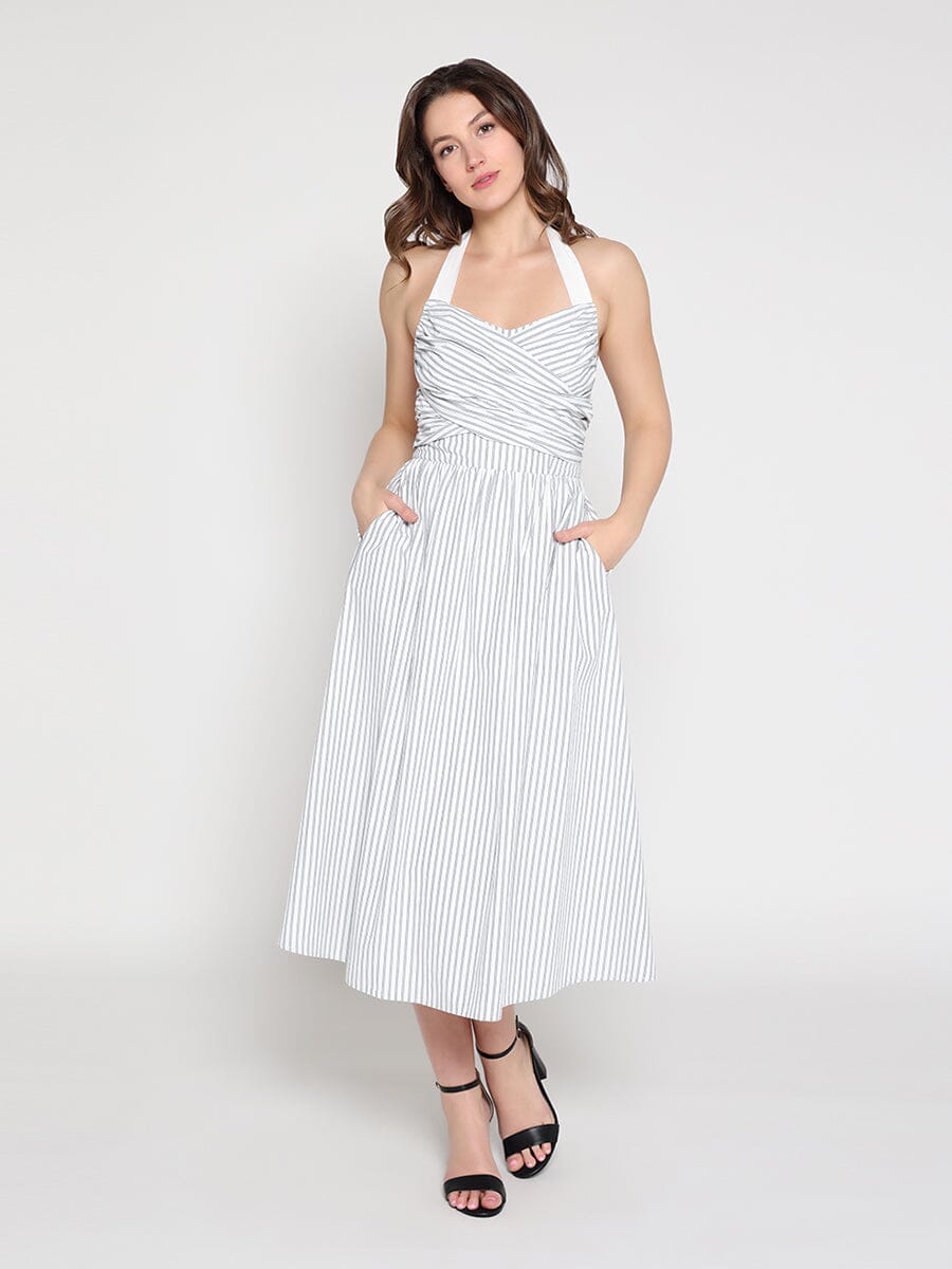 Stripped self-tie dress - Demented Sisters