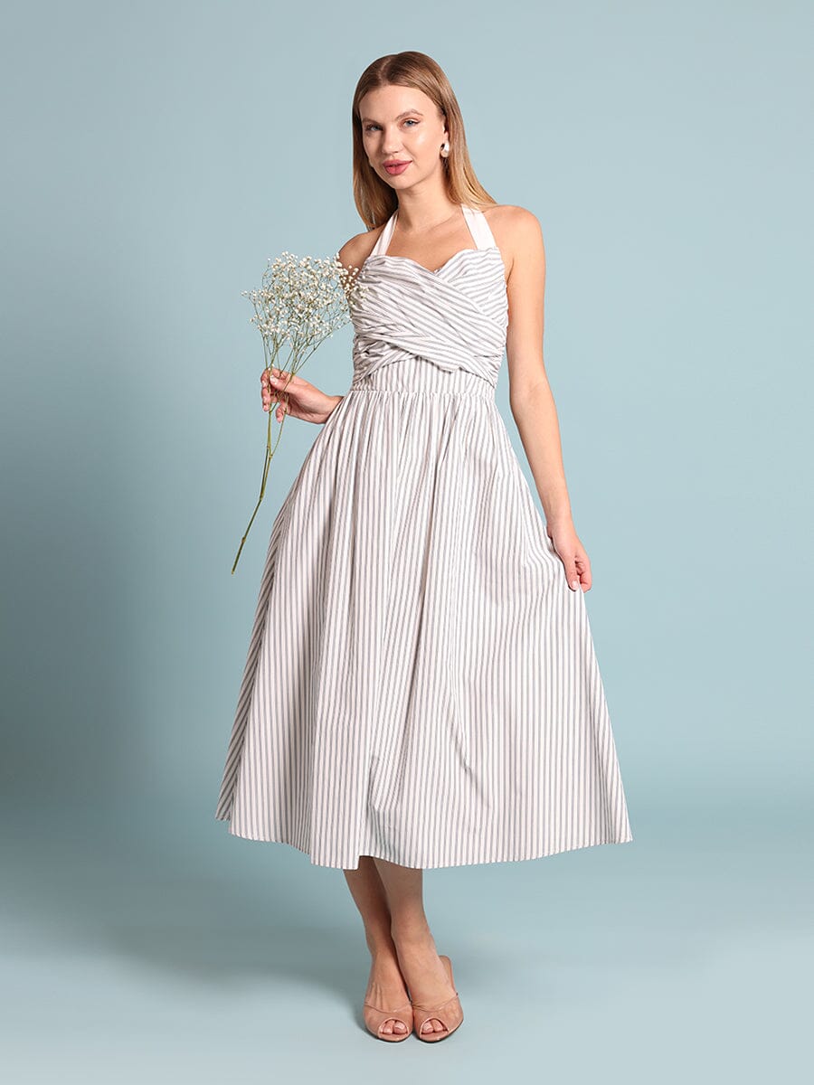 Stripped self-tie dress - Demented Sisters
