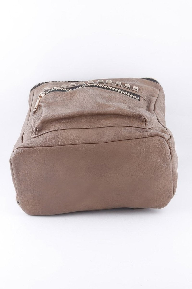 Studded Faux Leather Backpack - Demented Sisters