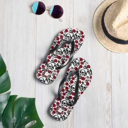 Skulls & Roses Flip Flops - Demented Sisters