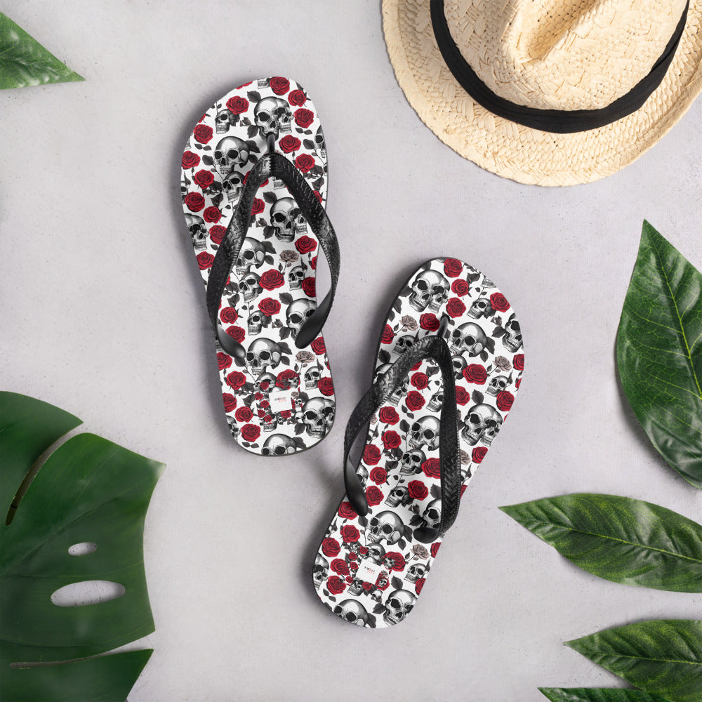 Skulls & Roses Flip Flops - Demented Sisters