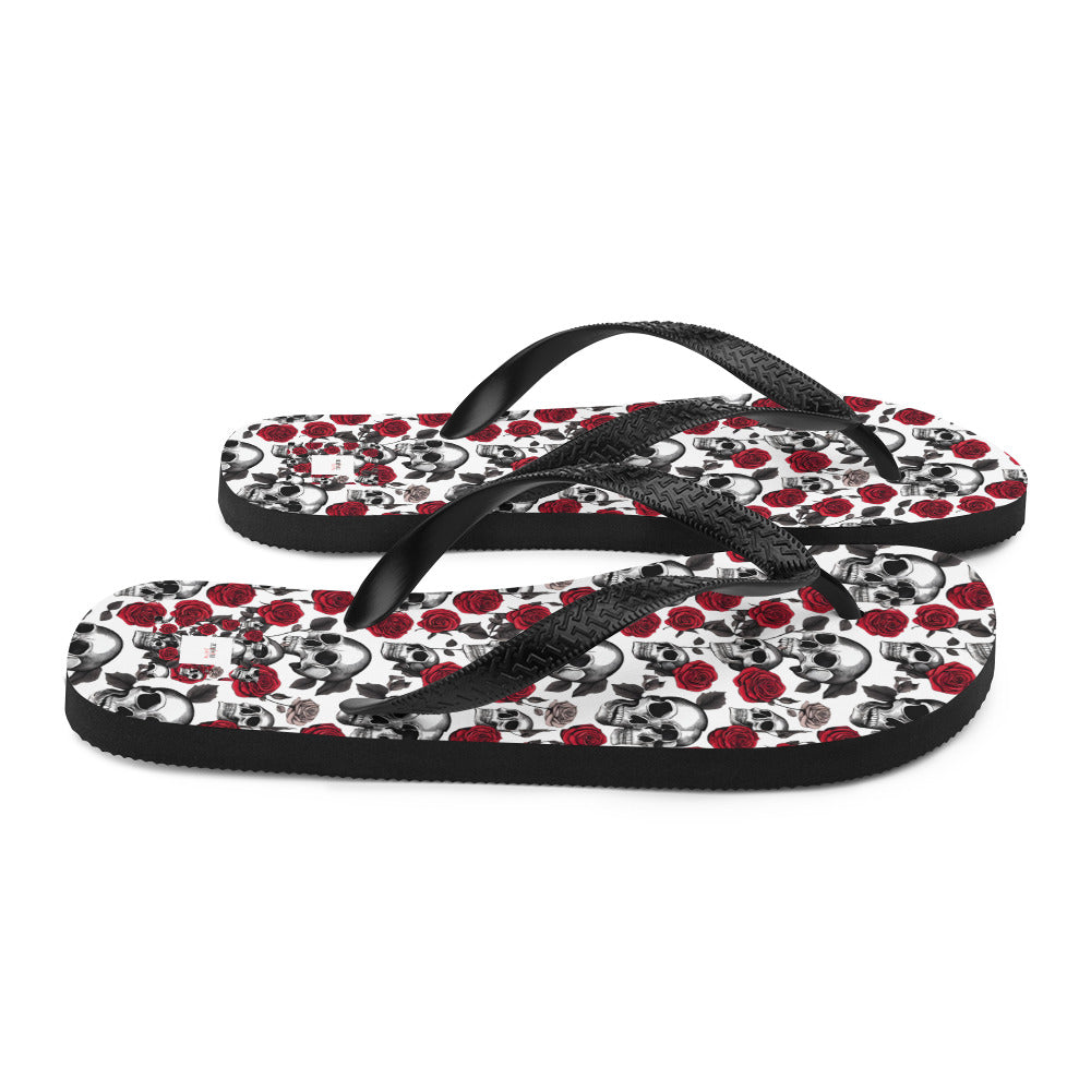 Skulls & Roses Flip Flops - Demented Sisters