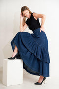 SUNDAY STROLL DENIM MAXI SKIRT - Demented Sisters