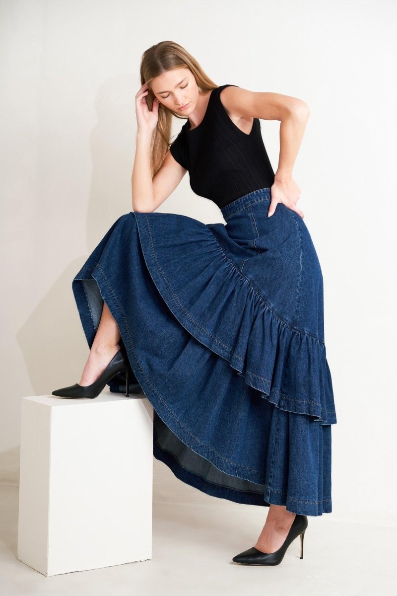 SUNDAY STROLL DENIM MAXI SKIRT - Demented Sisters