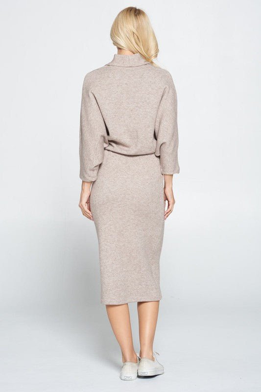 Sweater Knit Dolman Sleeve Midi Dress - Demented Sisters