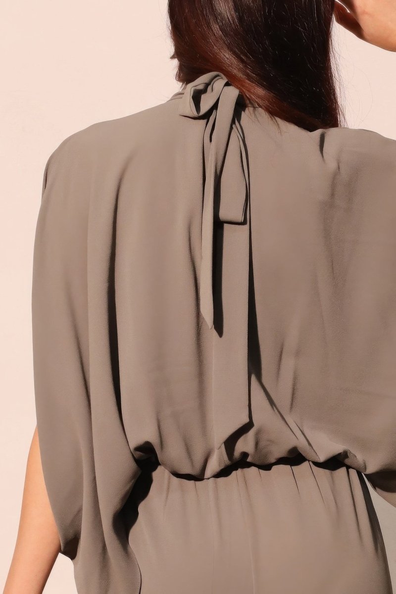 Textured Solid Mock Neck Caftan Jumpsuit - Demented Sisters