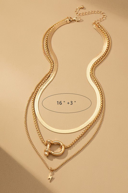 Three layer herringbone chain and pendant necklace - Demented Sisters