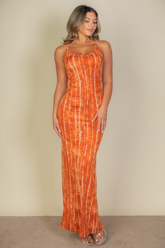 Tie Dye Printed Cami Bodycon Maxi Dress - Demented Sisters