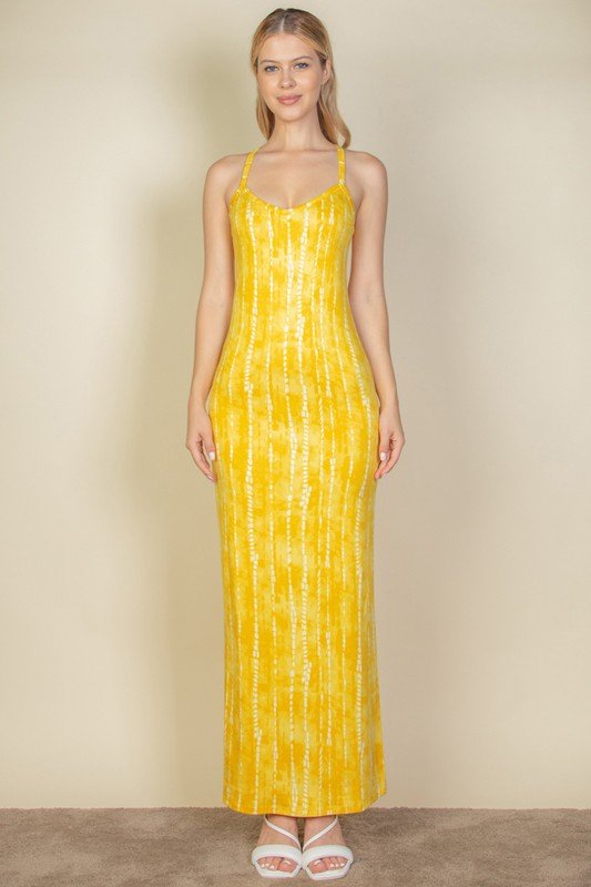 Tie Dye Printed Cami Bodycon Maxi Dress - Demented Sisters