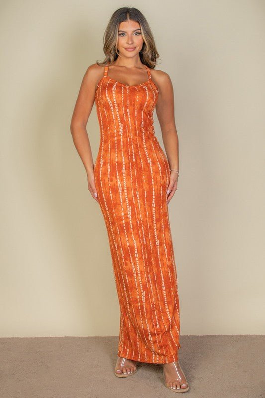 Tie Dye Printed Cami Bodycon Maxi Dress - Demented Sisters