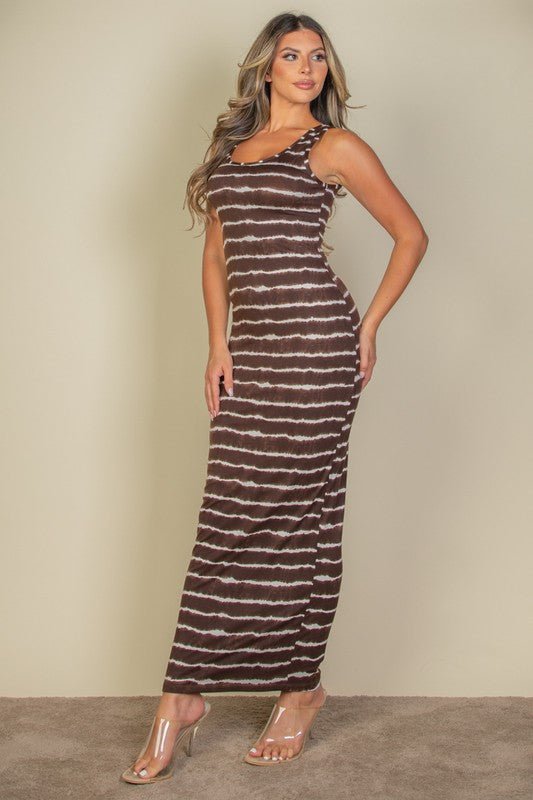 Tie Dye Printed Tank Bodycon Maxi Dress - Demented Sisters