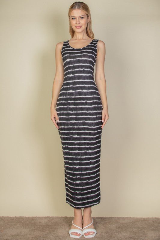Tie Dye Printed Tank Bodycon Maxi Dress - Demented Sisters