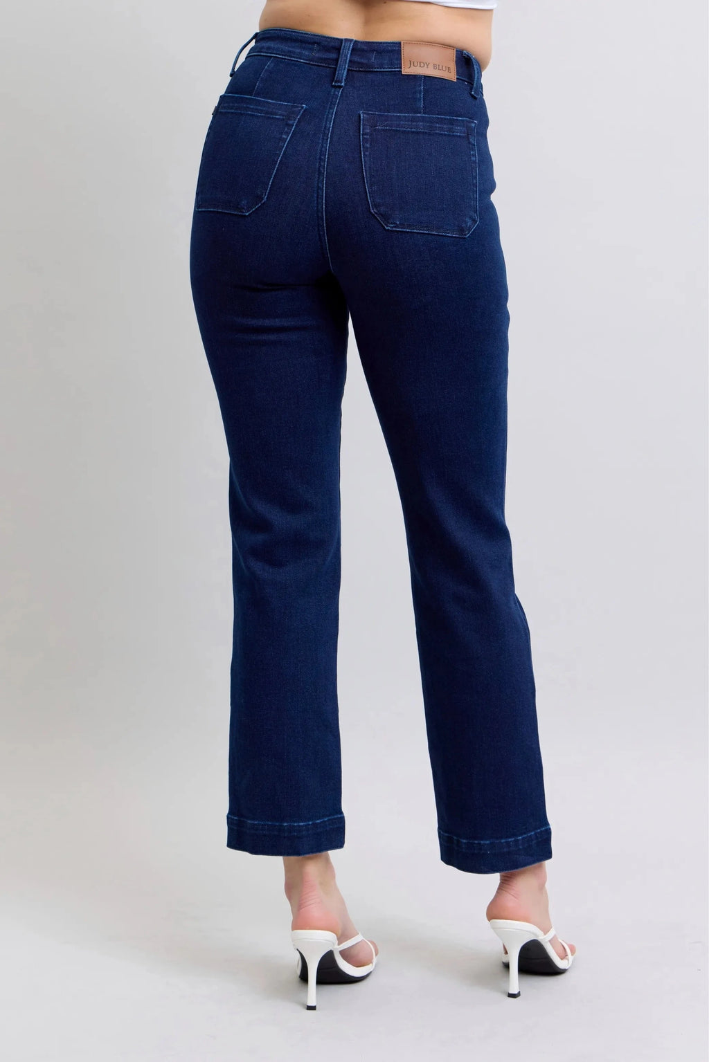 Judy Blue Full Size Hw Work Wear Knee Patch Straight Jeans Plus Size - Demented Sisters
