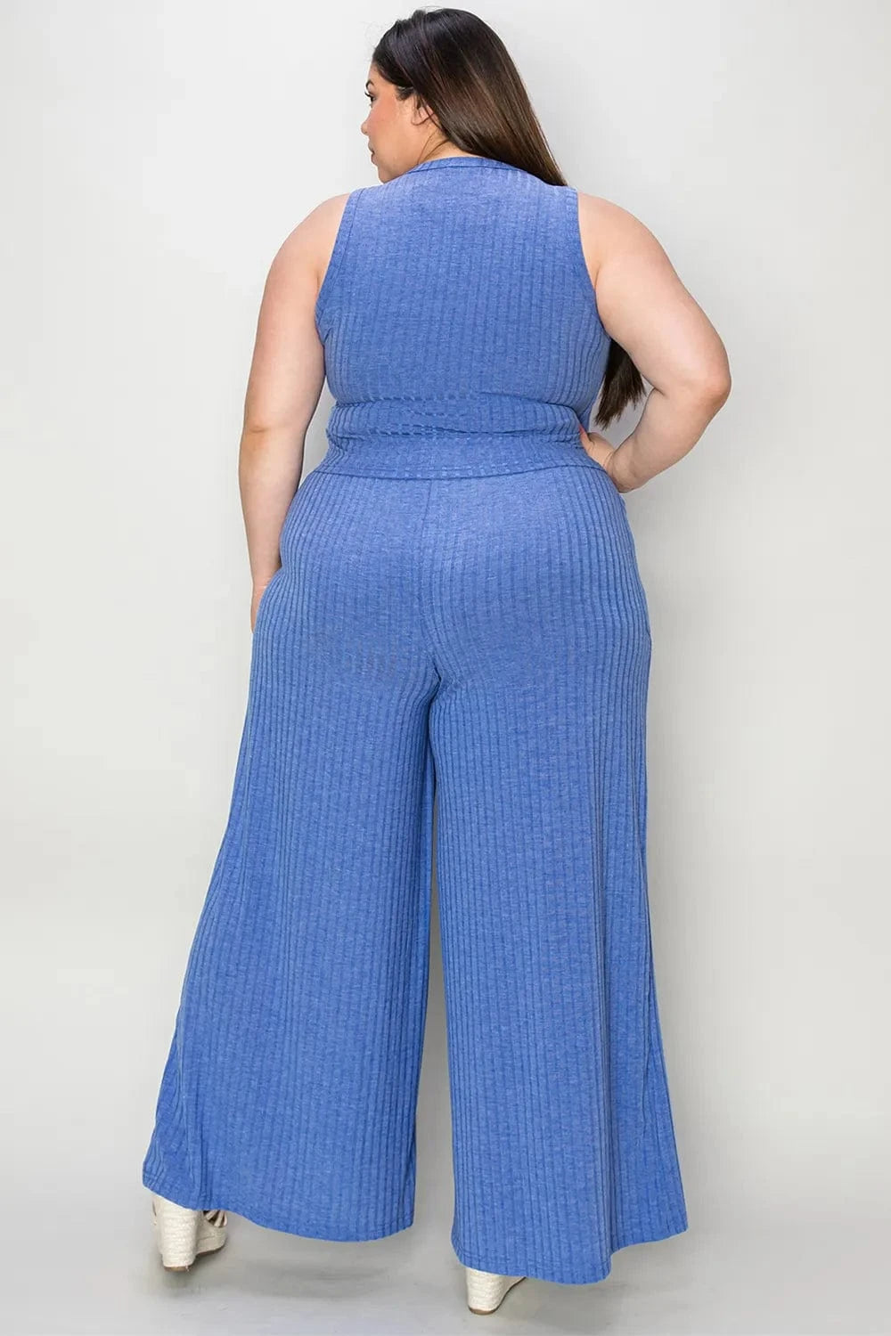 Basic Bae Full Size Ribbed Tank and Wide Leg Pants Set - Demented Sisters