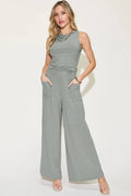 Basic Bae Full Size Ribbed Tank and Wide Leg Pants Set - Demented Sisters