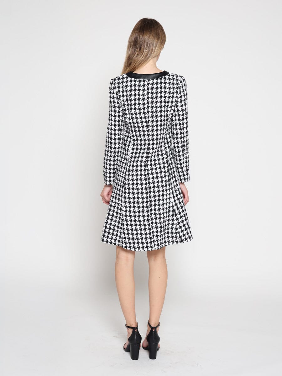 Tweed Front Button Open Long Sleeve Dress - Demented Sisters